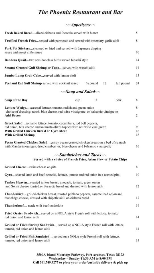 Phoenix Restaurant & Bar in Port Aransas, TX.