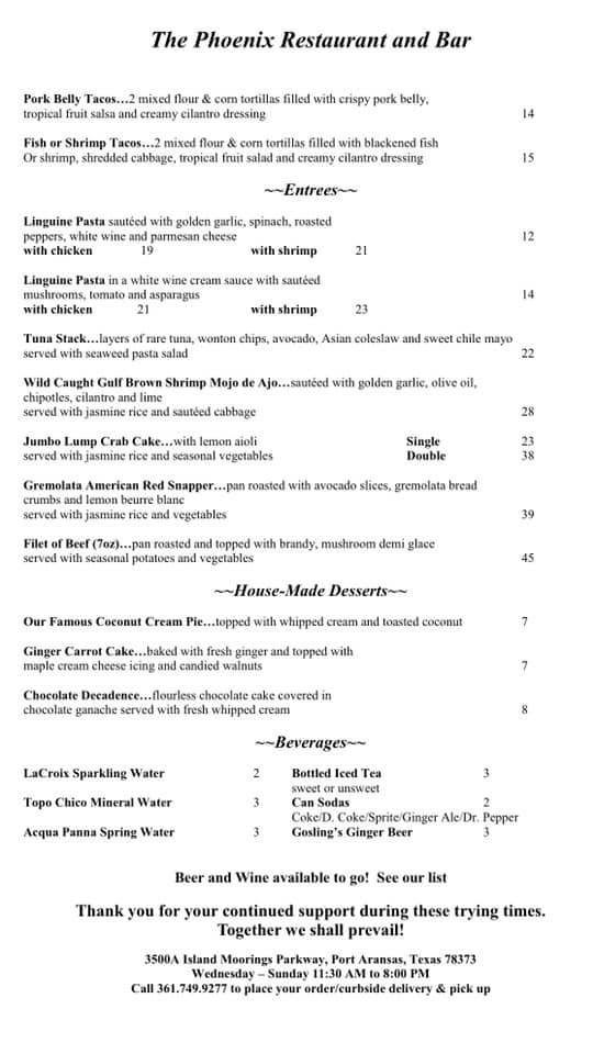 Phoenix Restaurant & Bar in Port Aransas, TX.