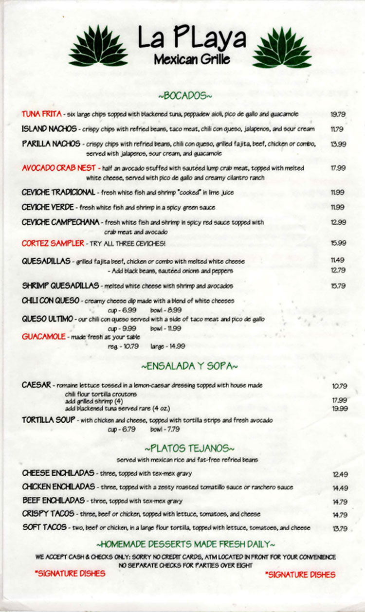 La Playa Restaurant in Port Aransas, Texas.